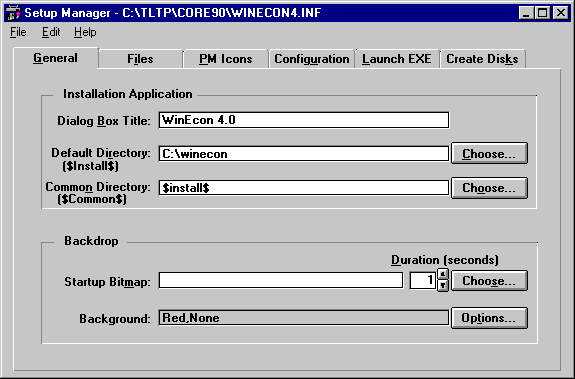 Screenshot of Setup Manager