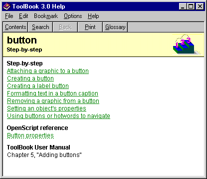 Screenshot of Toolbook 3.0 Help
